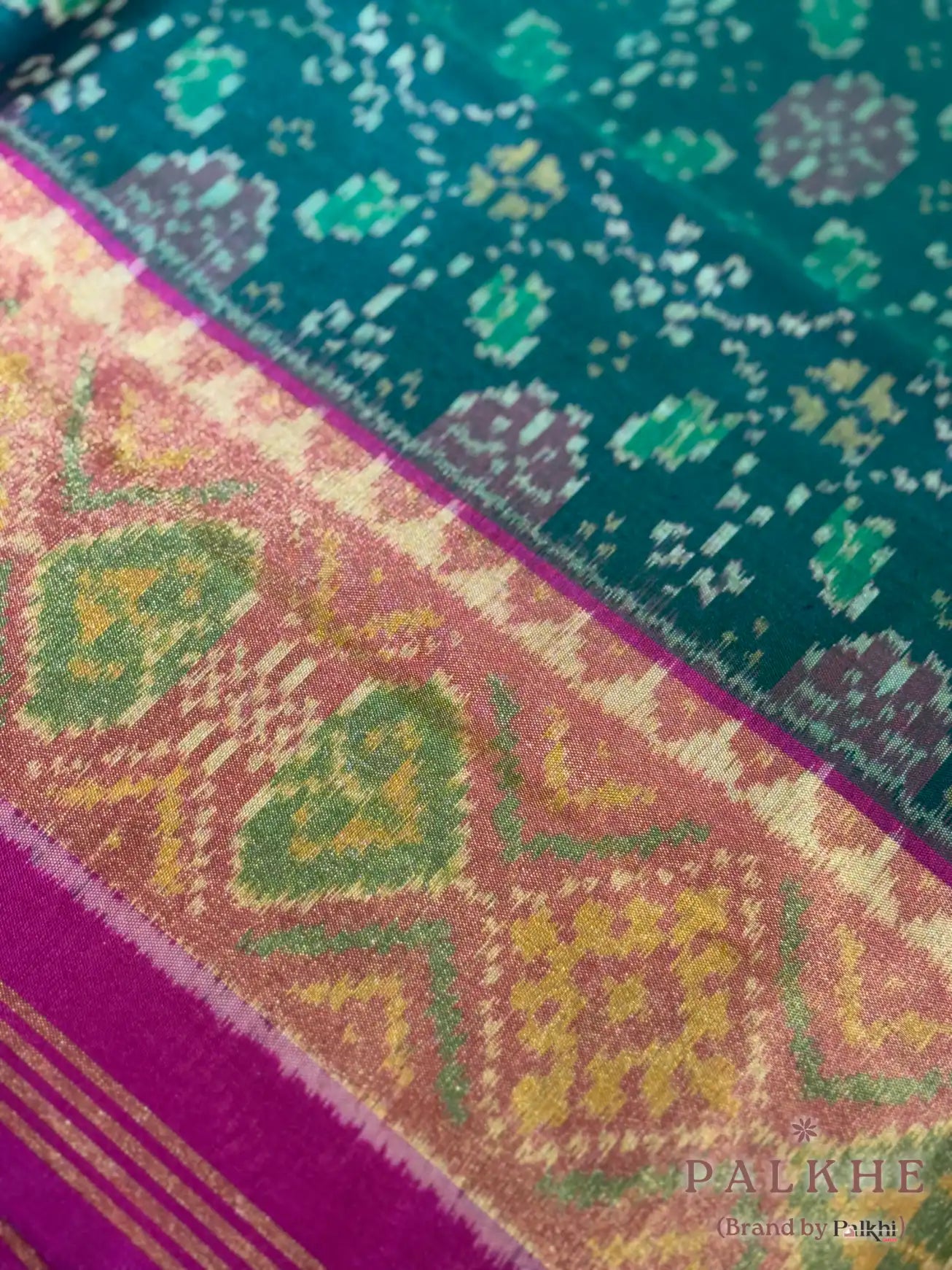 Green Patola in Pure Silk