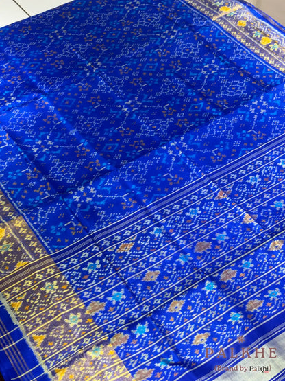 Royal Blue Patola in Semi Silk