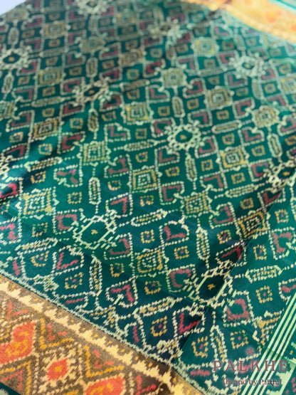 Bottle Green Patola in Semi Silk