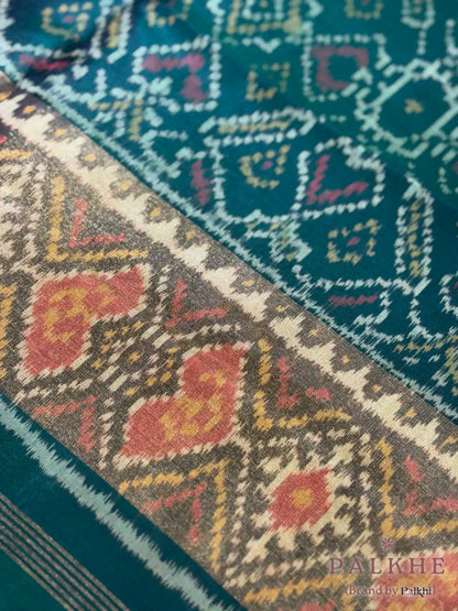 Bottle Green Patola in Semi Silk
