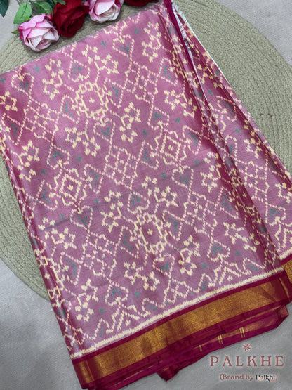 Pink Patola in Tissue Silk