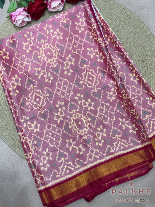 Pink Patola in Tissue Silk