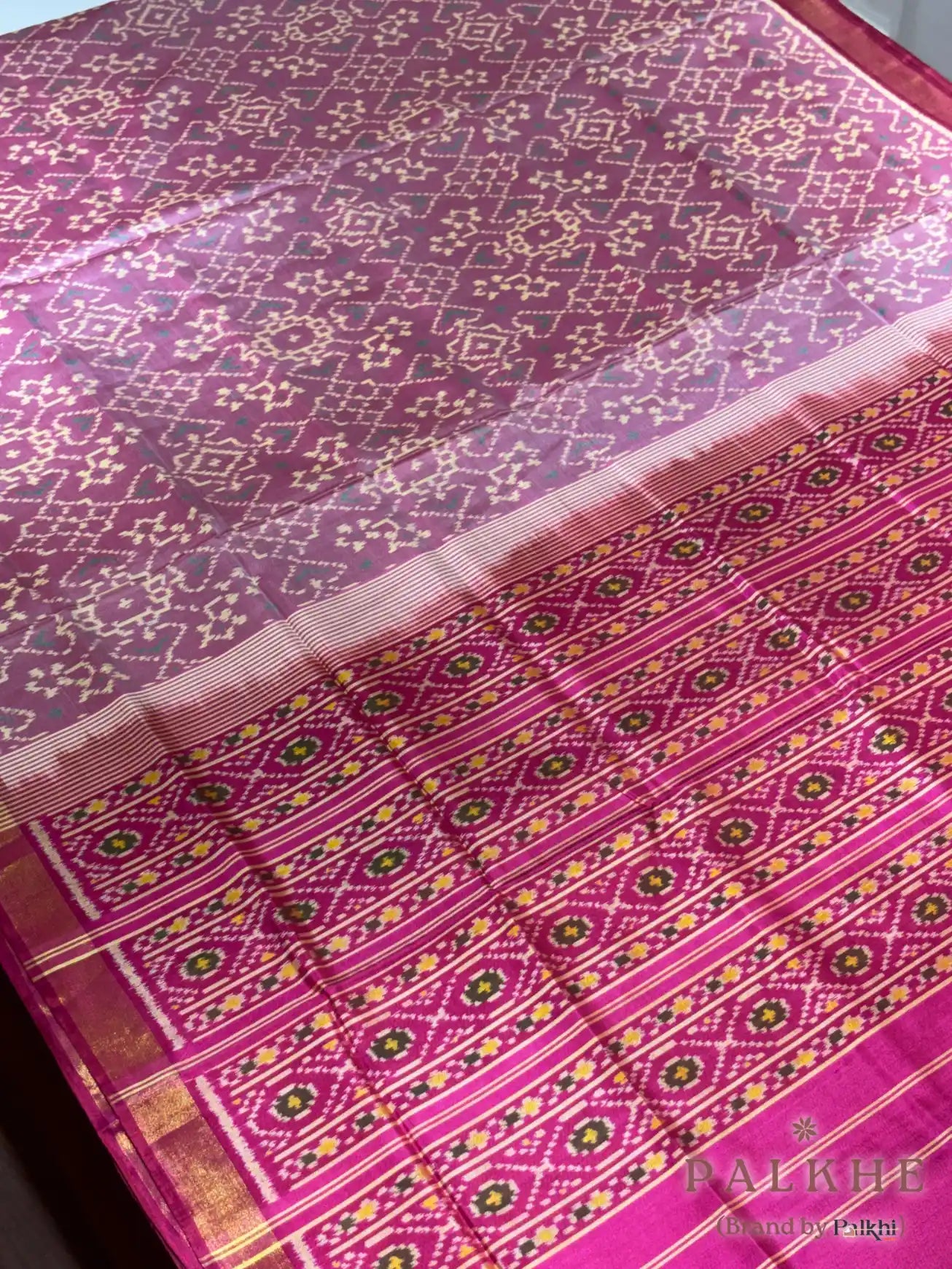 Pink Patola in Tissue Silk