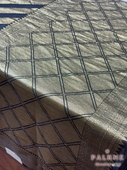 Black & Gold Pure Georgette