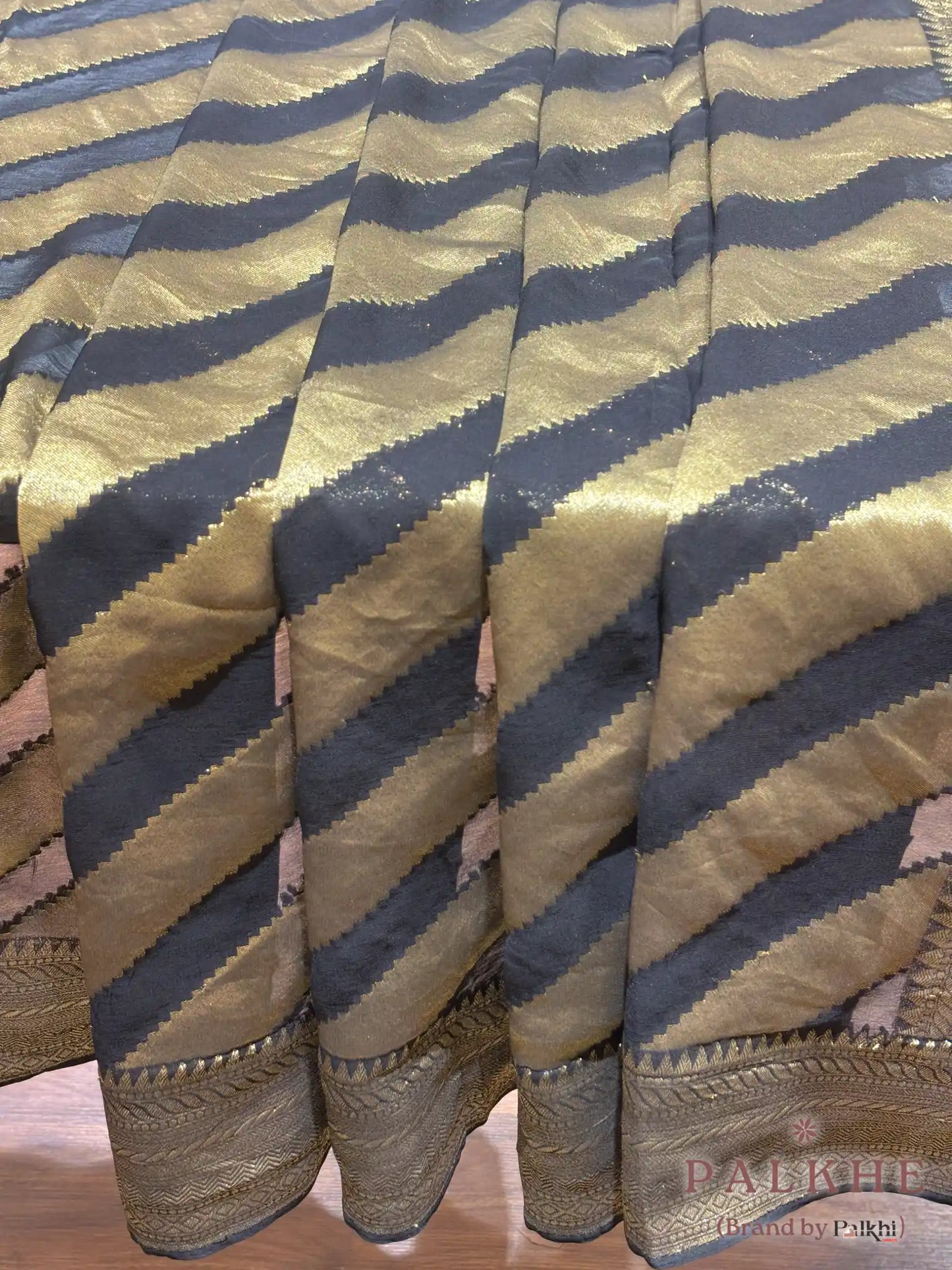 Black & Gold Pure Georgette