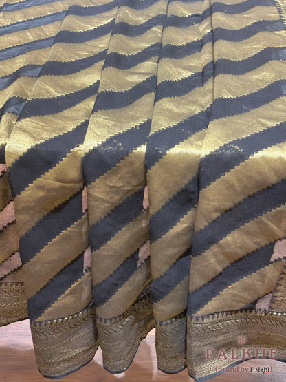 Black & Gold Pure Georgette