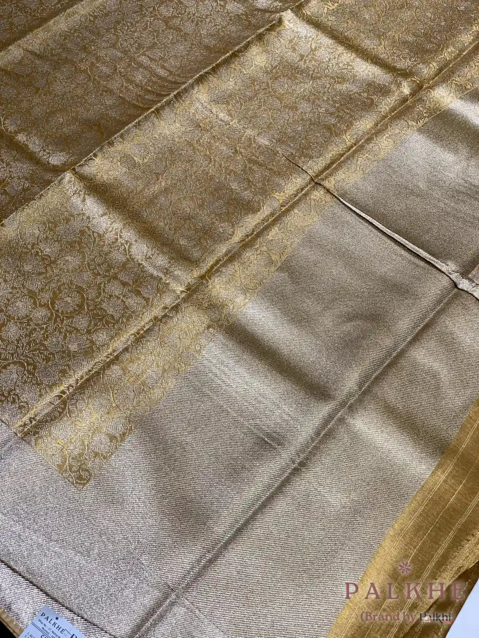Gold Kanjivaram Floral Jaal in Pure Silk