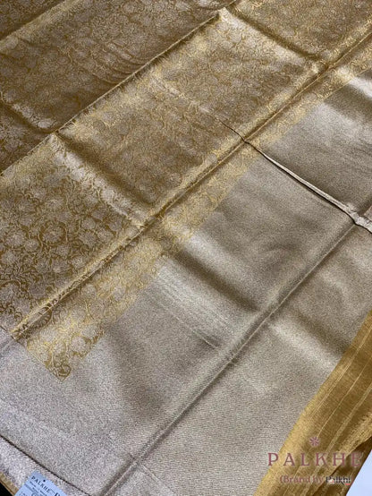 Gold Kanjivaram Floral Jaal in Pure Silk