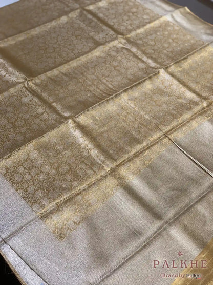 Gold Kanjivaram Floral Jaal in Pure Silk