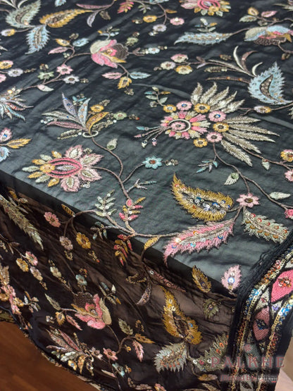 Black Floral Jaal Georgette Fancy x Embroidery