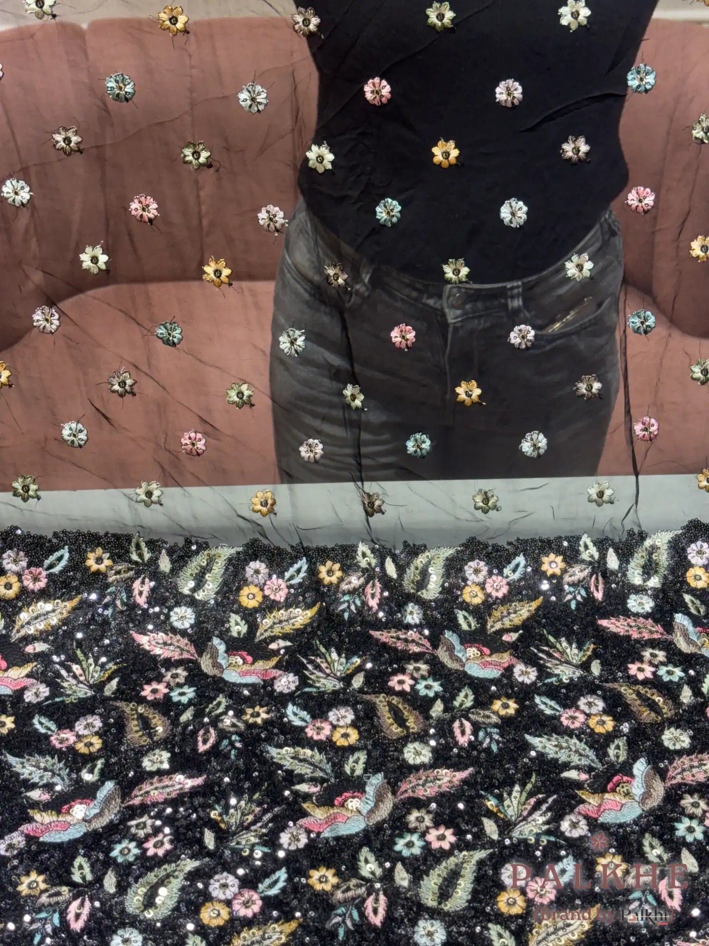 Black Floral Jaal Georgette Fancy x Embroidery