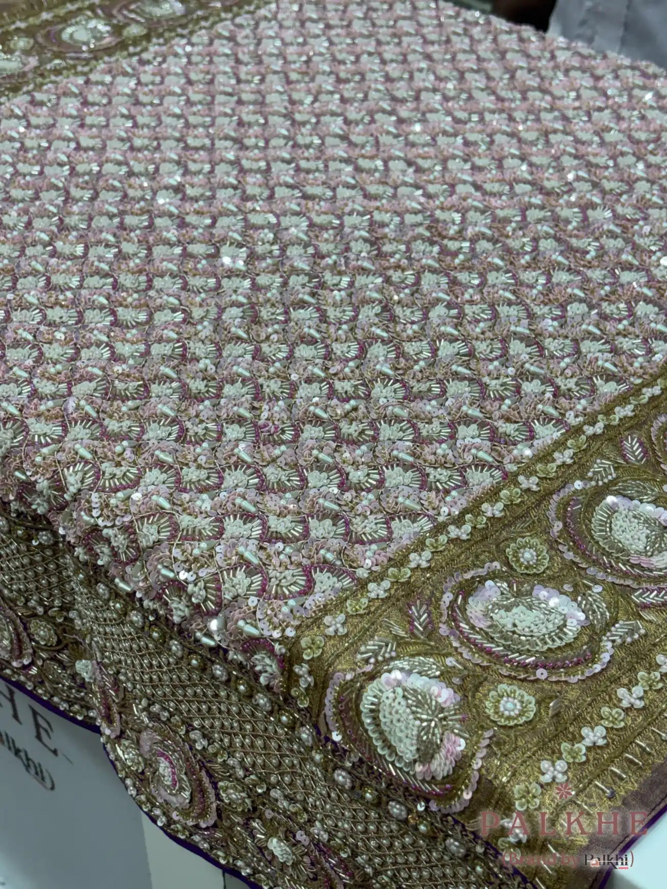 Purple Floral Jaal Pure Kanjivaram x Hand Embroidery