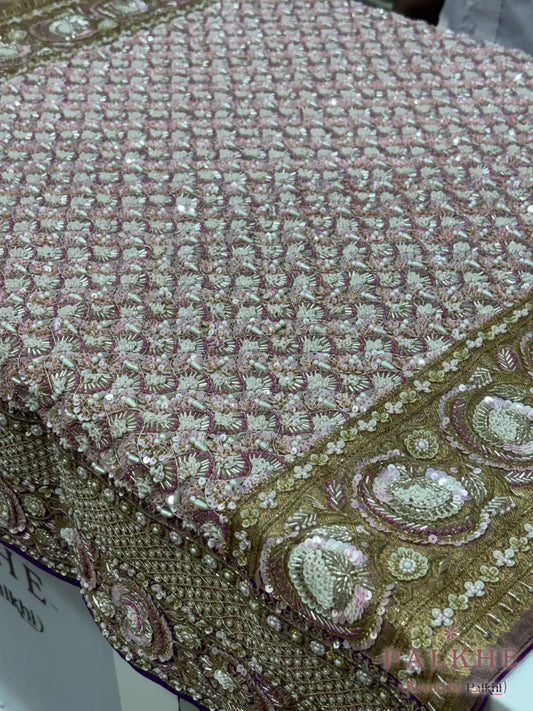 Purple Floral Jaal Pure Kanjivaram x Hand Embroidery