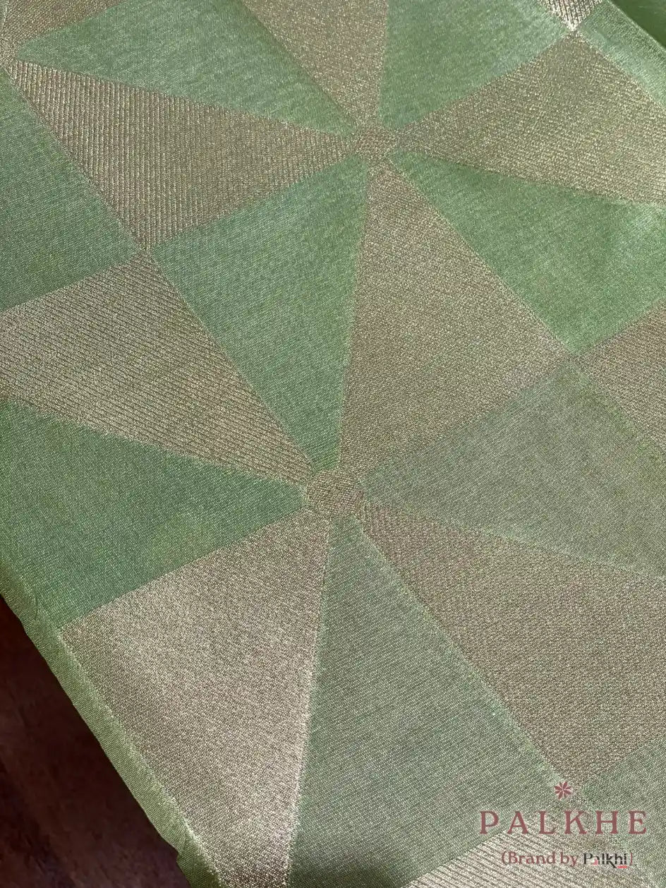 Green Tussar Silk Geometric