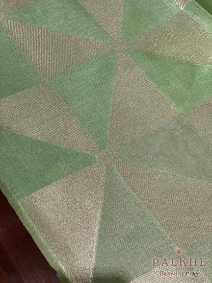 Green Tussar Silk Geometric