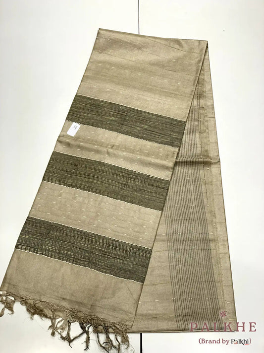 Beige Elegant Minimalist Design in Tussar Silk