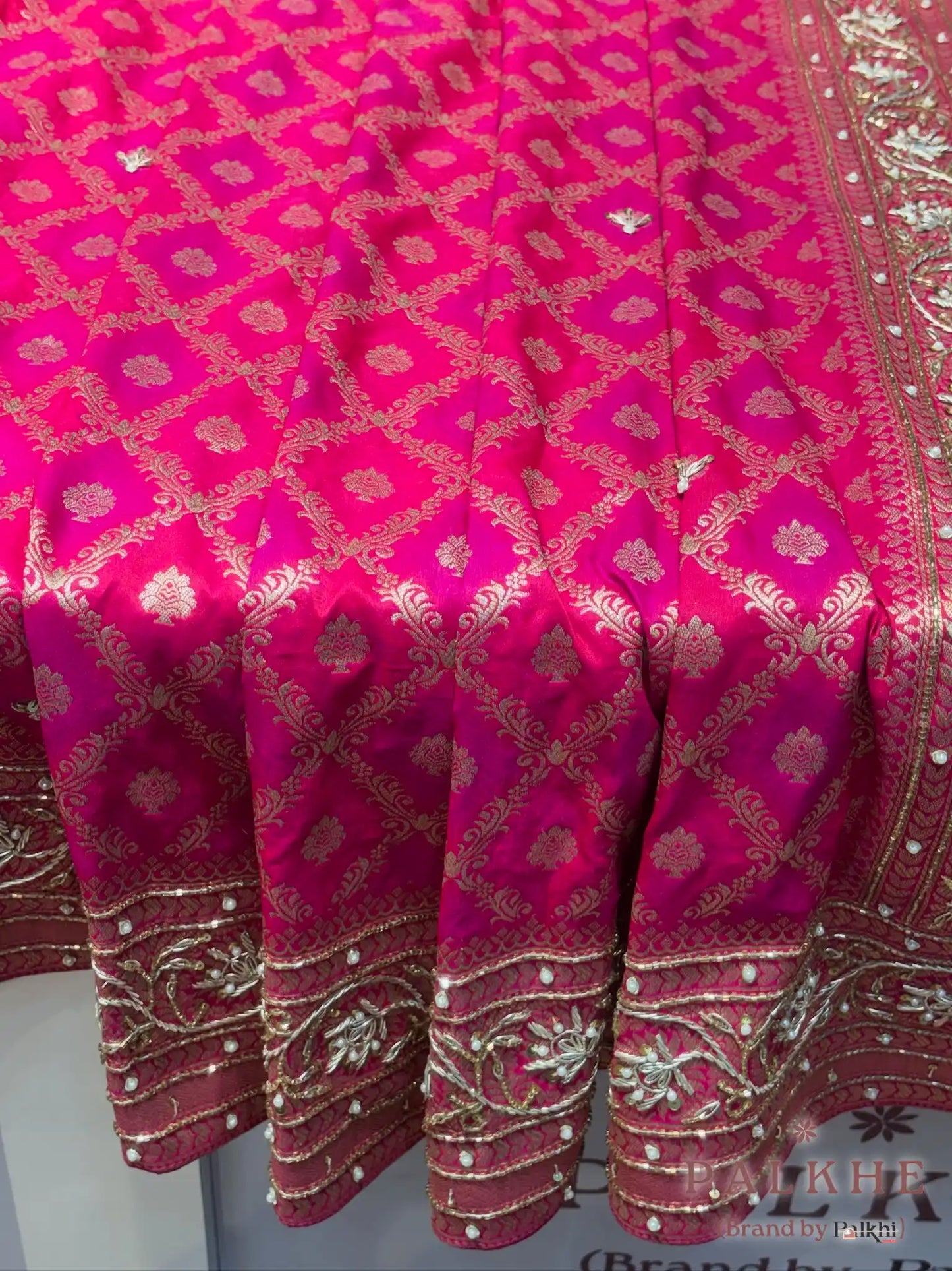 Pink Banarasi Jaal in Semi Silk
