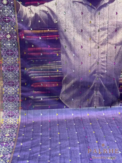 Purple Tissue Silk Patola x Hand Embroidery