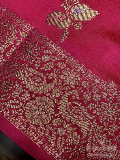 Pink Banarasi Floral Buttas in Kora Silk