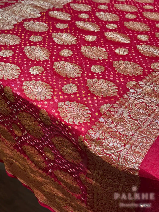 Red Bandhej in Georgette