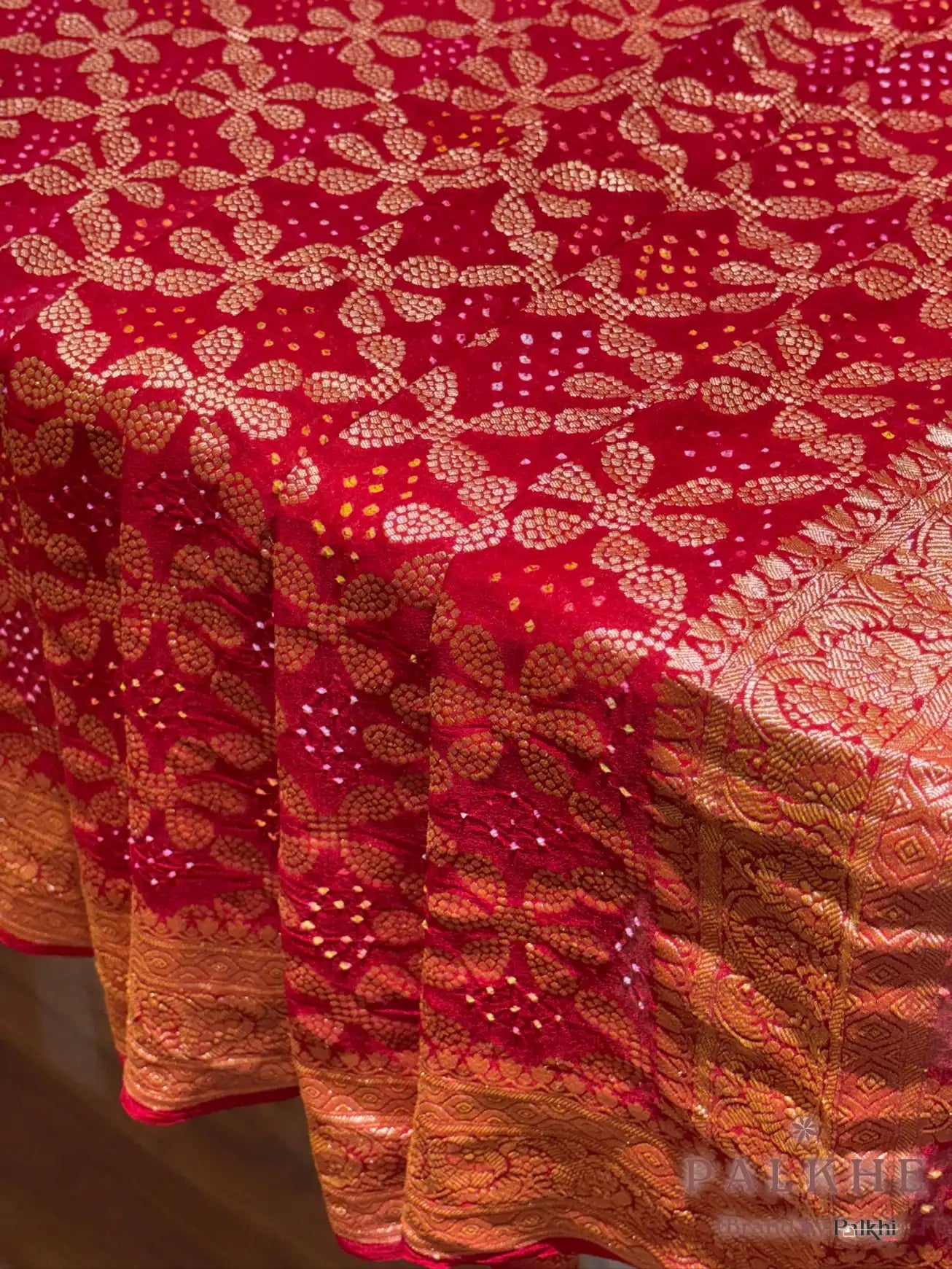 Red Bandhej in Georgette