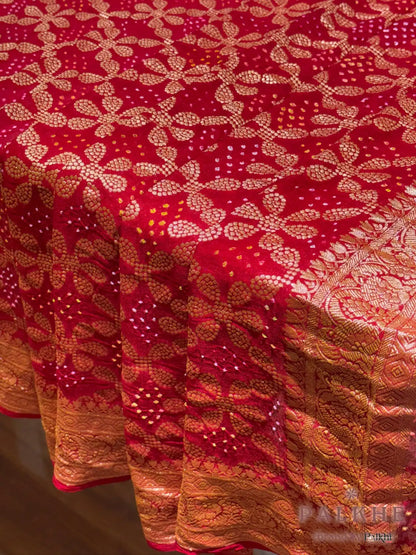 Red Bandhej in Georgette