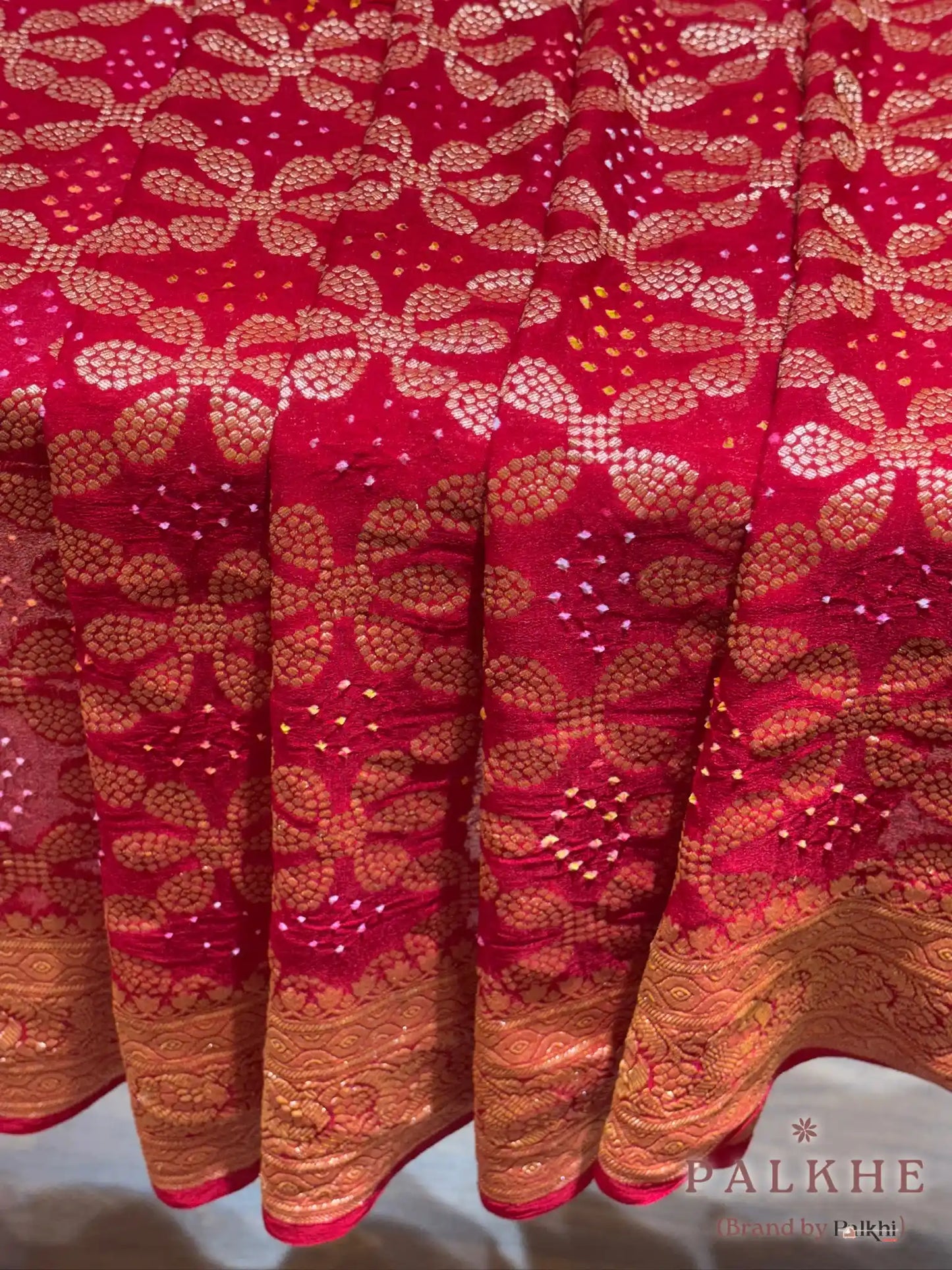 Red Bandhej in Georgette