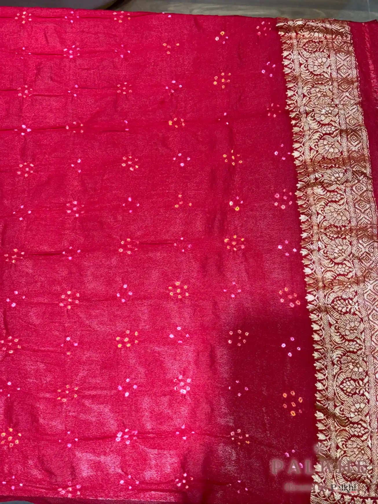Red Bandhej in Georgette