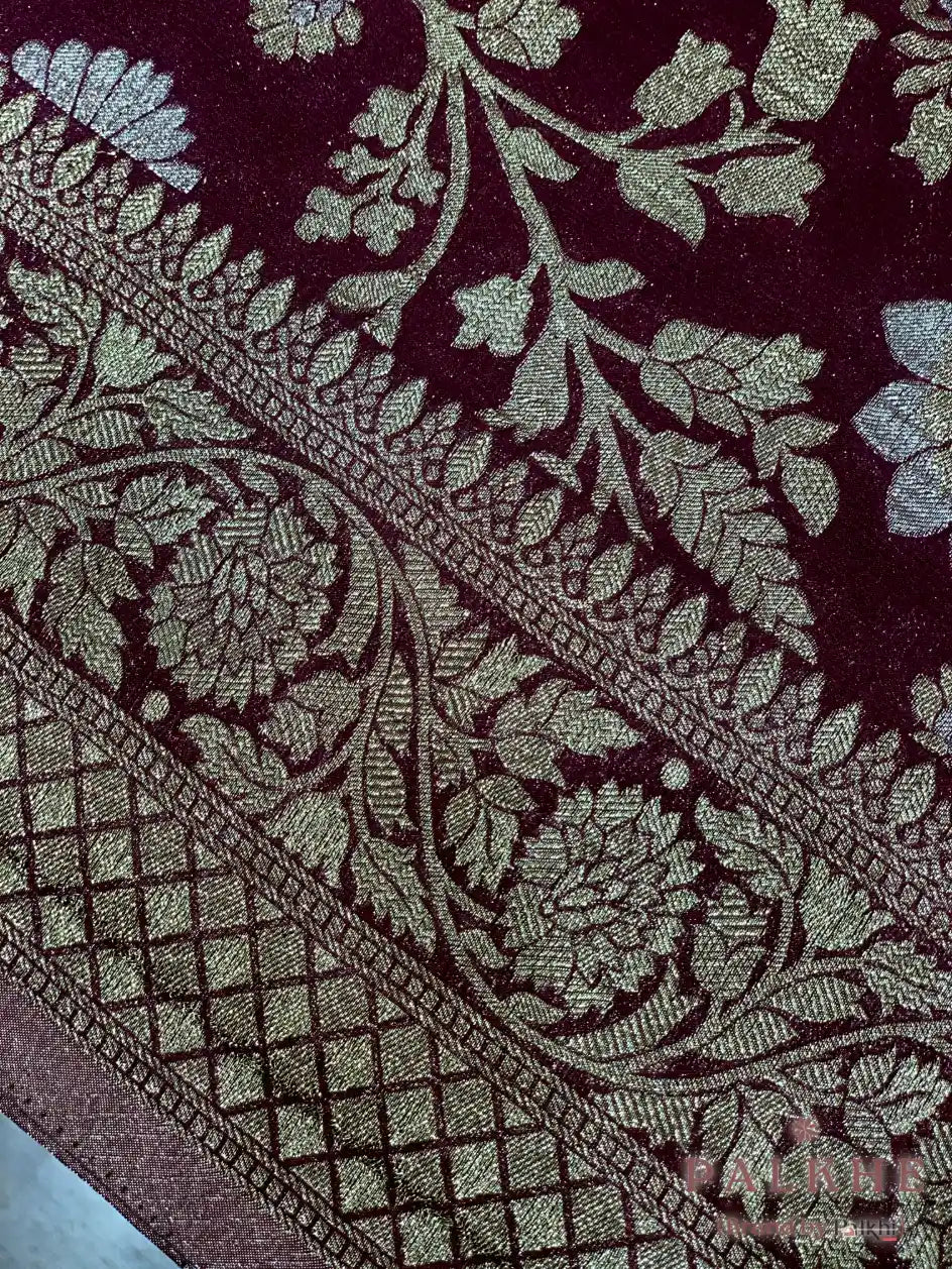 Purple Georgette Floral Jaal