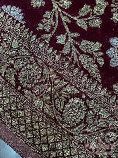 Purple Georgette Floral Jaal