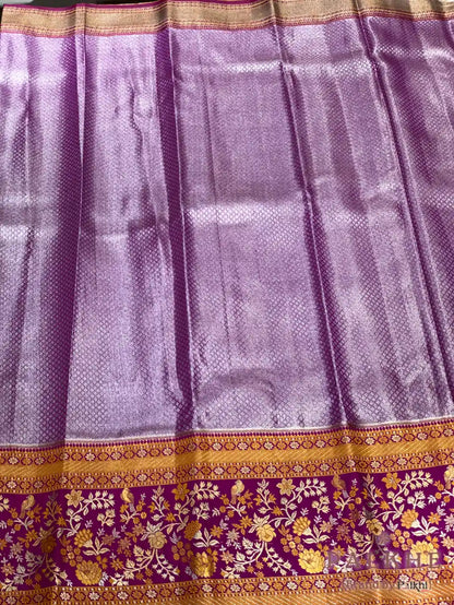 Mustard Yellow Kanjivaram Floral Jaal in Pure Silk