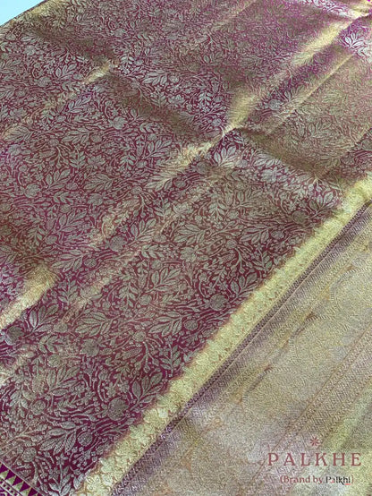Rani Pink Kanjivaram Floral Jaal in Pure Silk