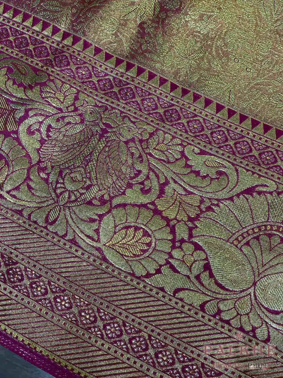 Rani Pink Kanjivaram Floral Jaal in Pure Silk