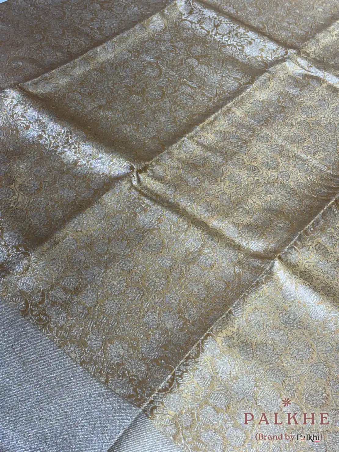 Gold Kanjivaram Floral Jaal in Pure Silk