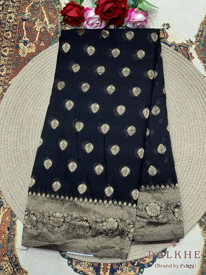 Black Georgette Buttis in Pure