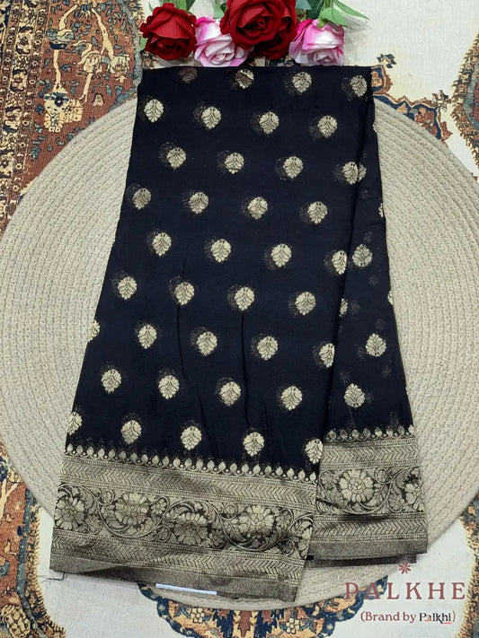 Black Georgette Buttis in Pure