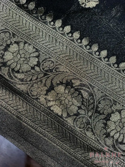 Black Georgette Buttis in Pure