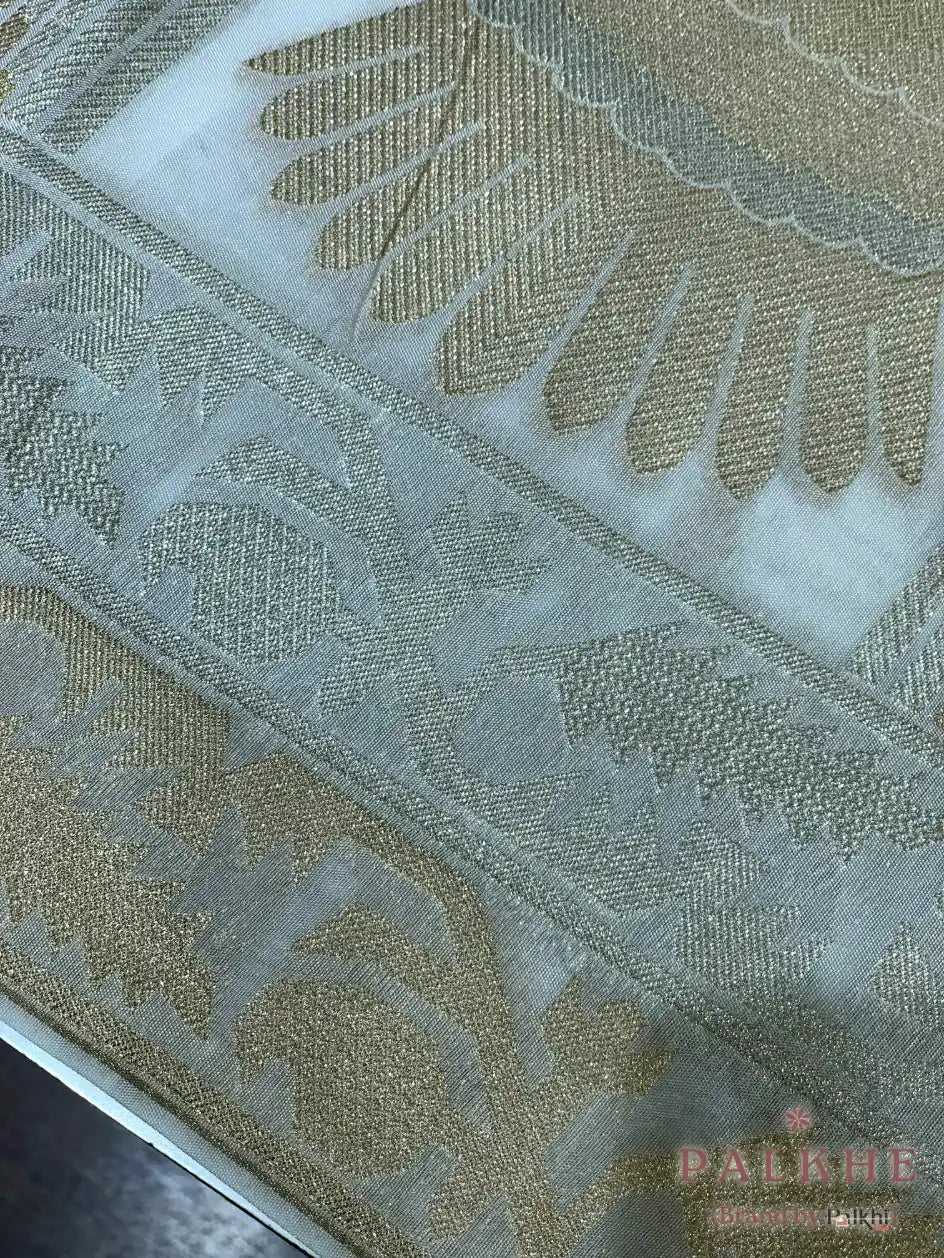 Ivory Georgette Bird Motifs in Pure