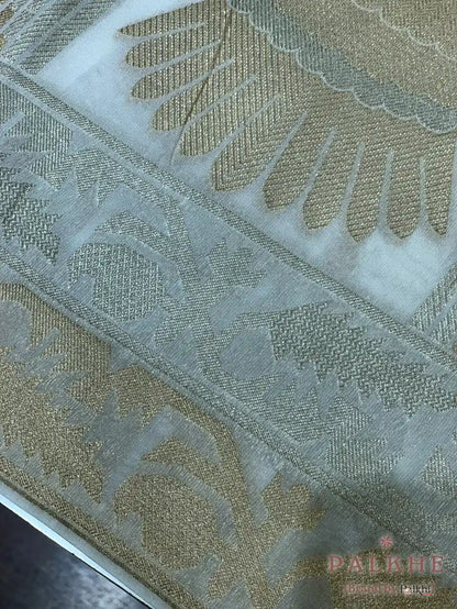Ivory Georgette Bird Motifs in Pure