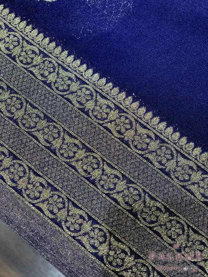 Royal Blue Georgette Buttis in Pure