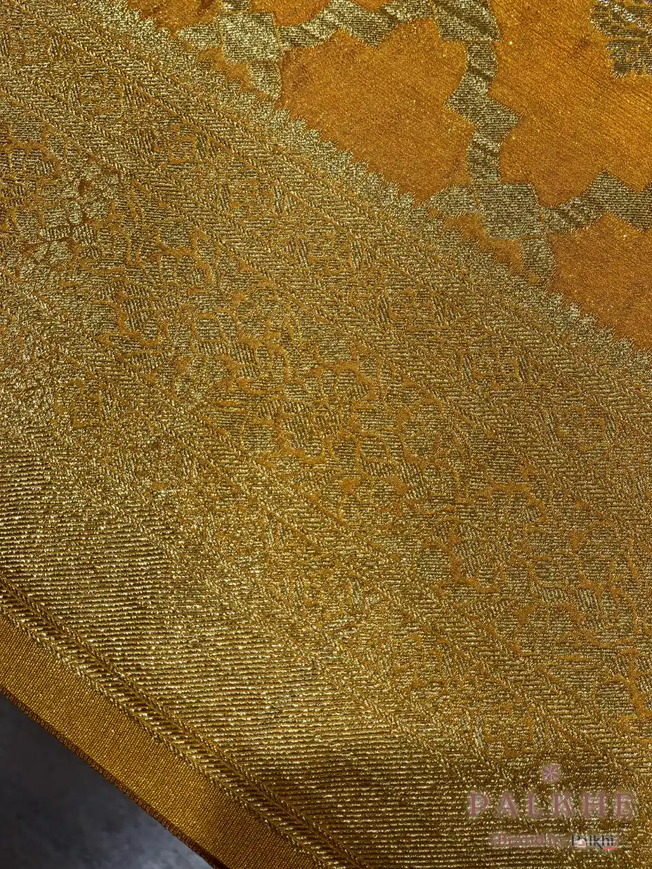Mustured Yellow Georgette Jaal in Pure