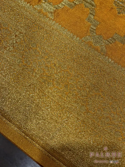 Mustard Yellow Georgette Jaal in Pure