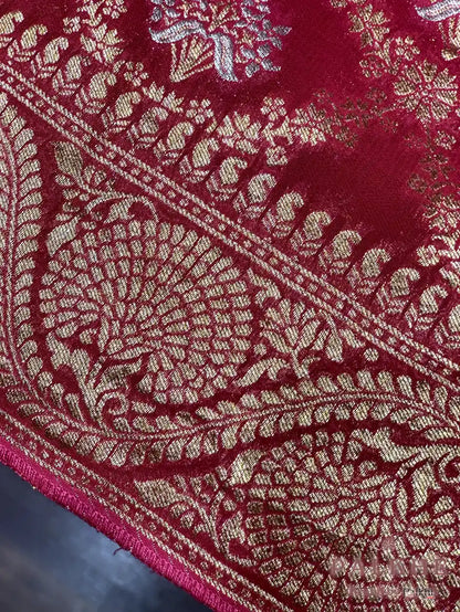 Red Pure Georgette Floral