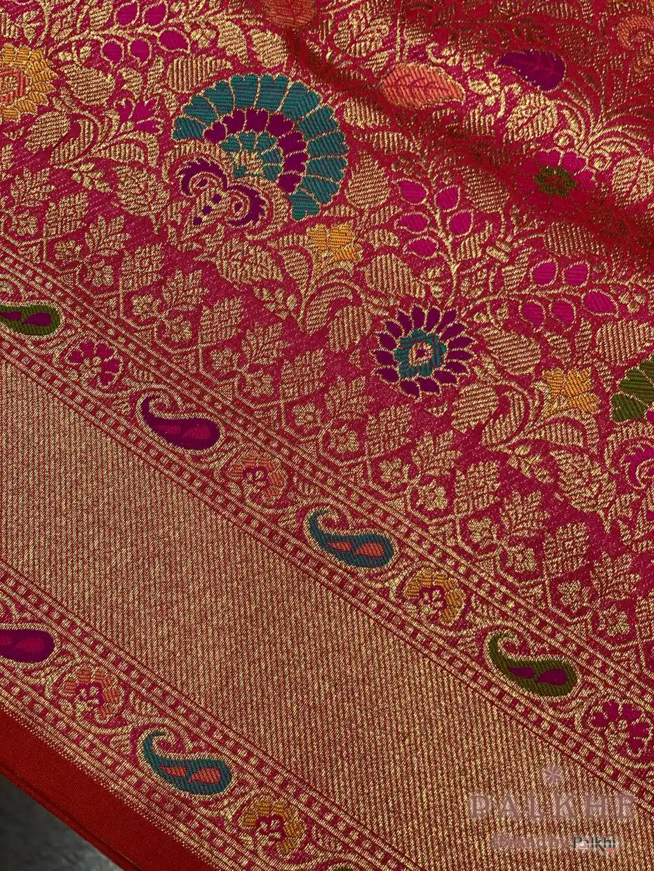 Rani Pink Banarasi Meenakari Floral Jaal in Silk