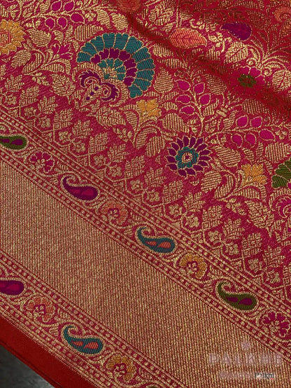 Rani Pink Banarasi Meenakari Floral Jaal in Silk