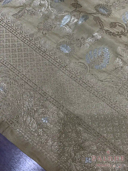 Beige Banarasi Floral Jaal in Pure Silk