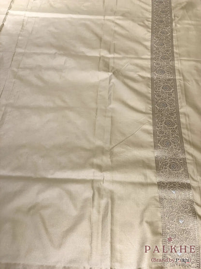 Beige Banarasi Floral Jaal in Pure Silk
