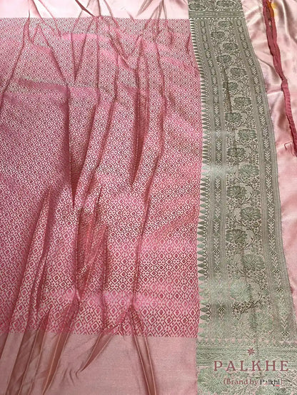 Pink Banarasi in Pure Silk