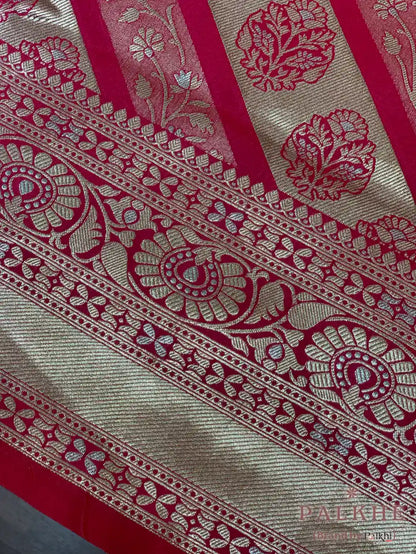 Pink and Gold Banarasi in Pure Katan Silk
