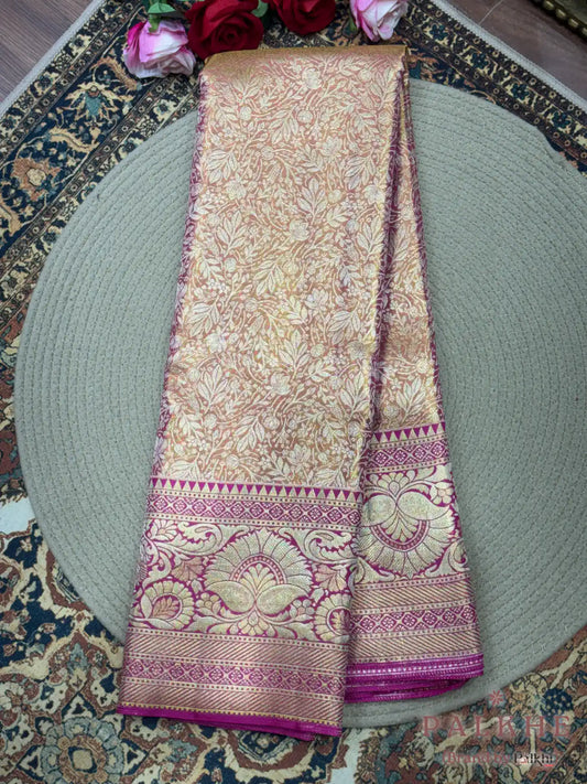 Rani Pink Kanjivaram Floral Jaal in Pure Silk